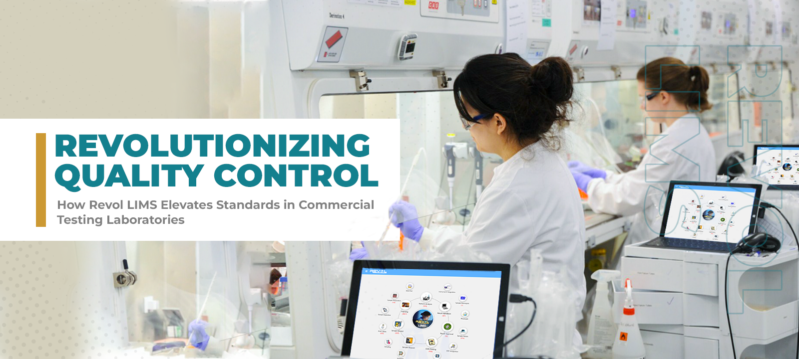 Scientists using Revol LIMS to streamline quality control procedures and improve standards in a modern commercial testing laboratory.
