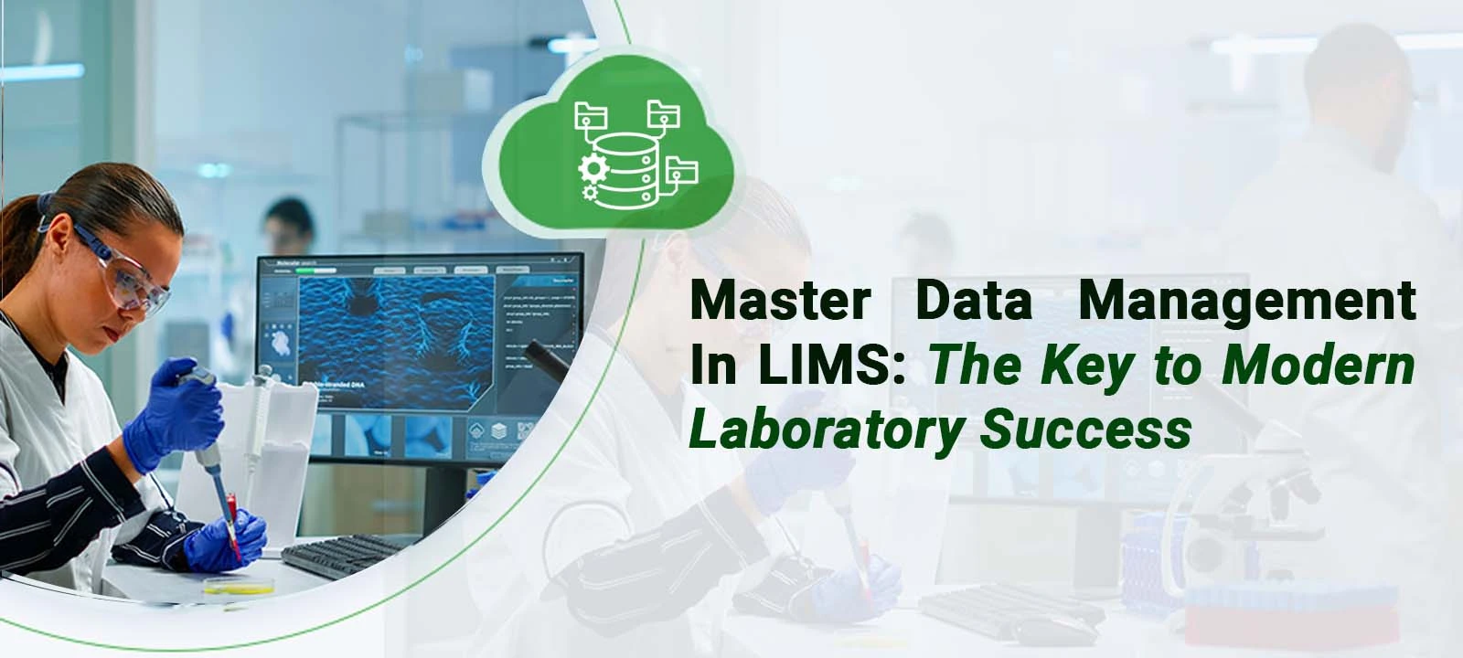 two images of scientists working in labs, one in black and white and one in color, with the text achieving compliance and efficiency in your stability testing process.