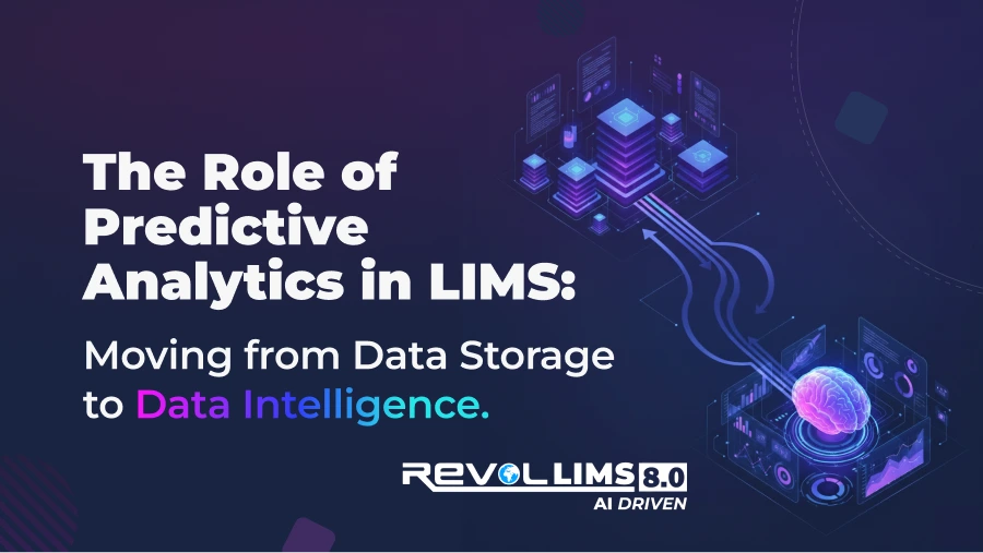 Predictive analytics in LIMS: AI-driven data intelligence graphic for Revol LIMS 8.0.