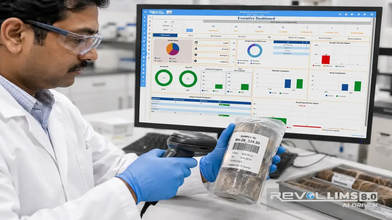 Laboratory Professional tracking the sample using Revol LIMS 8.0