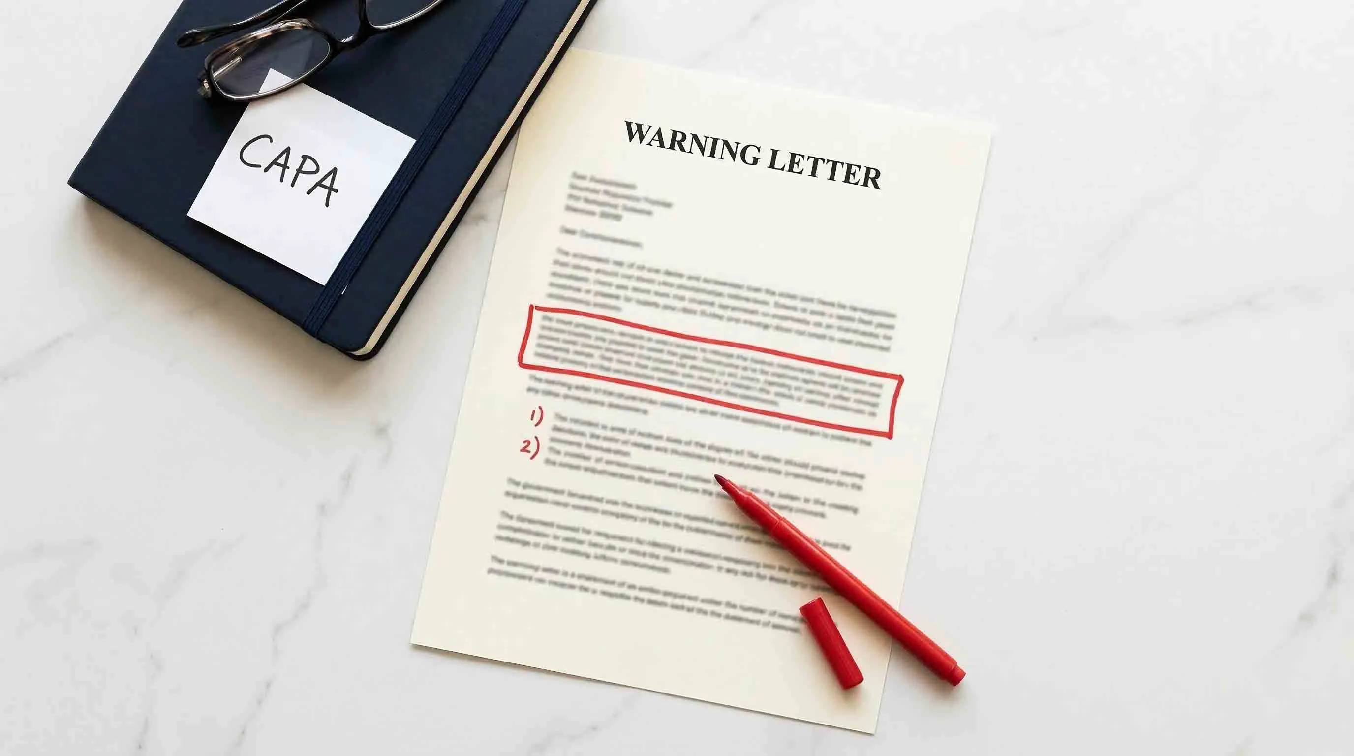 FDA warning letter with compliance observation annotation — LIMS data integrity gap identification
