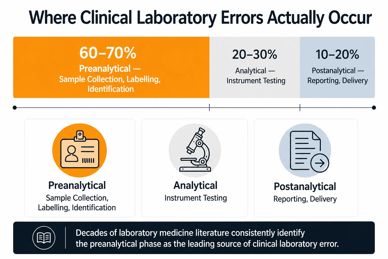 Clinical laboratory error distribution by phase — preanalytical sample identification as leading error source